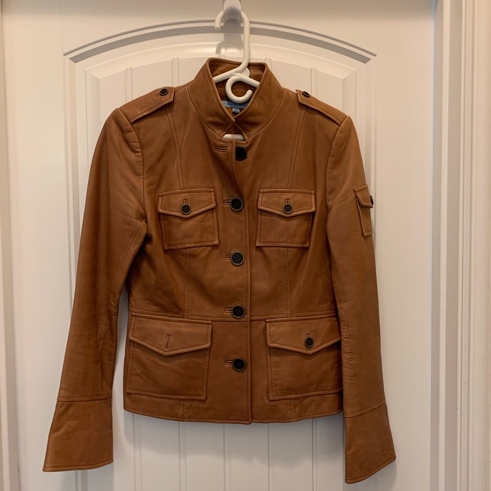 Camel color leather jacket